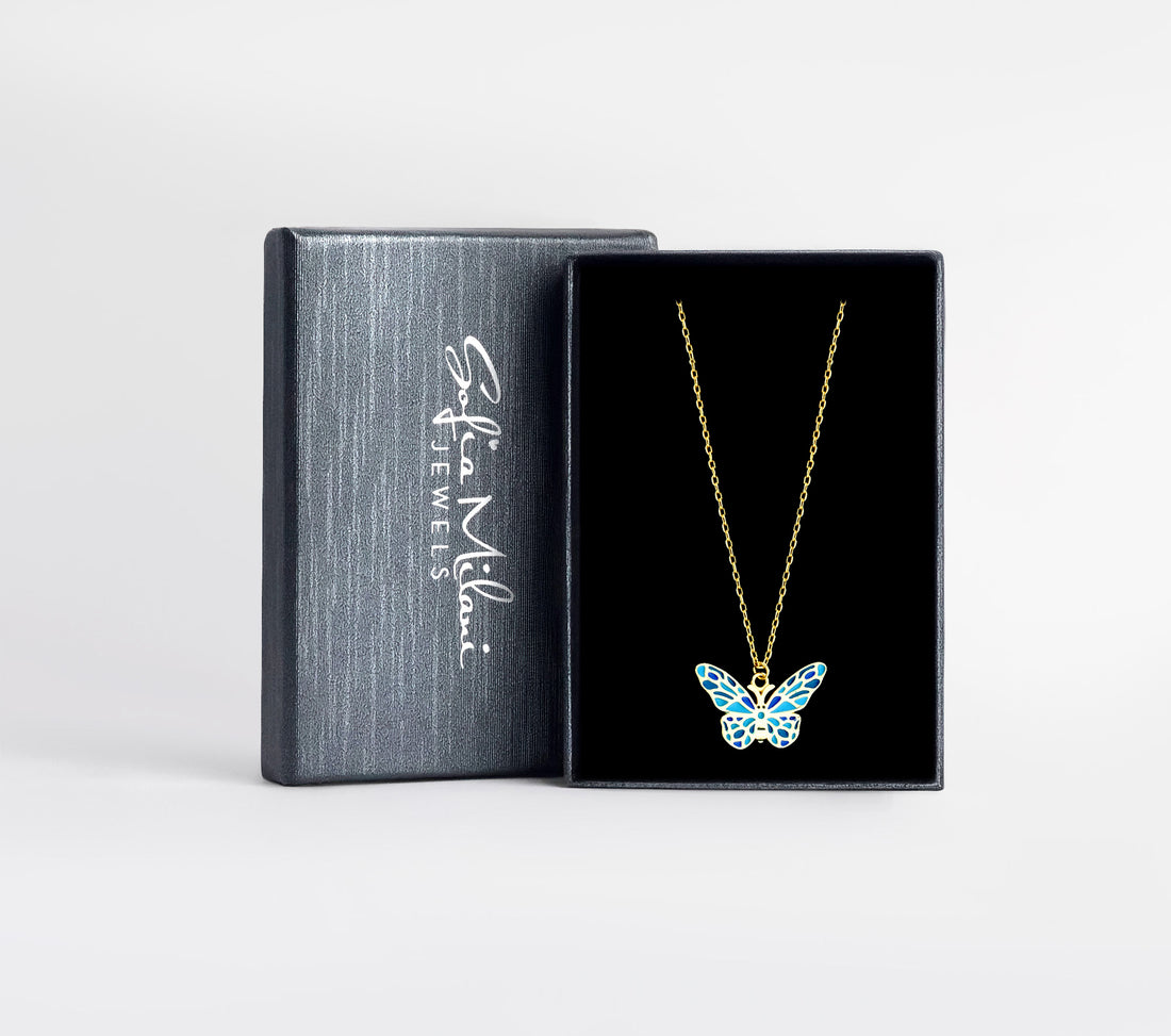 Boxansicht von Schmetterling Halskette in 925 Silber von Sofia Milani - N0789