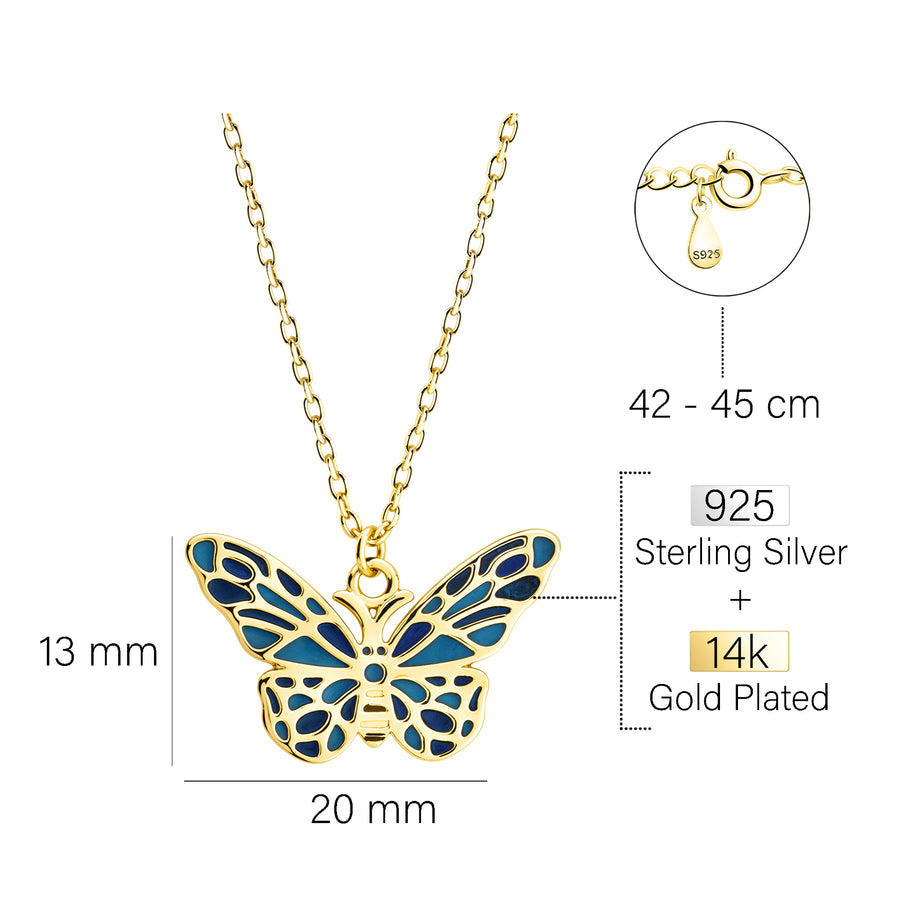 Maßenansicht von Schmetterling Halskette in 925 Silber von Sofia Milani - N0789