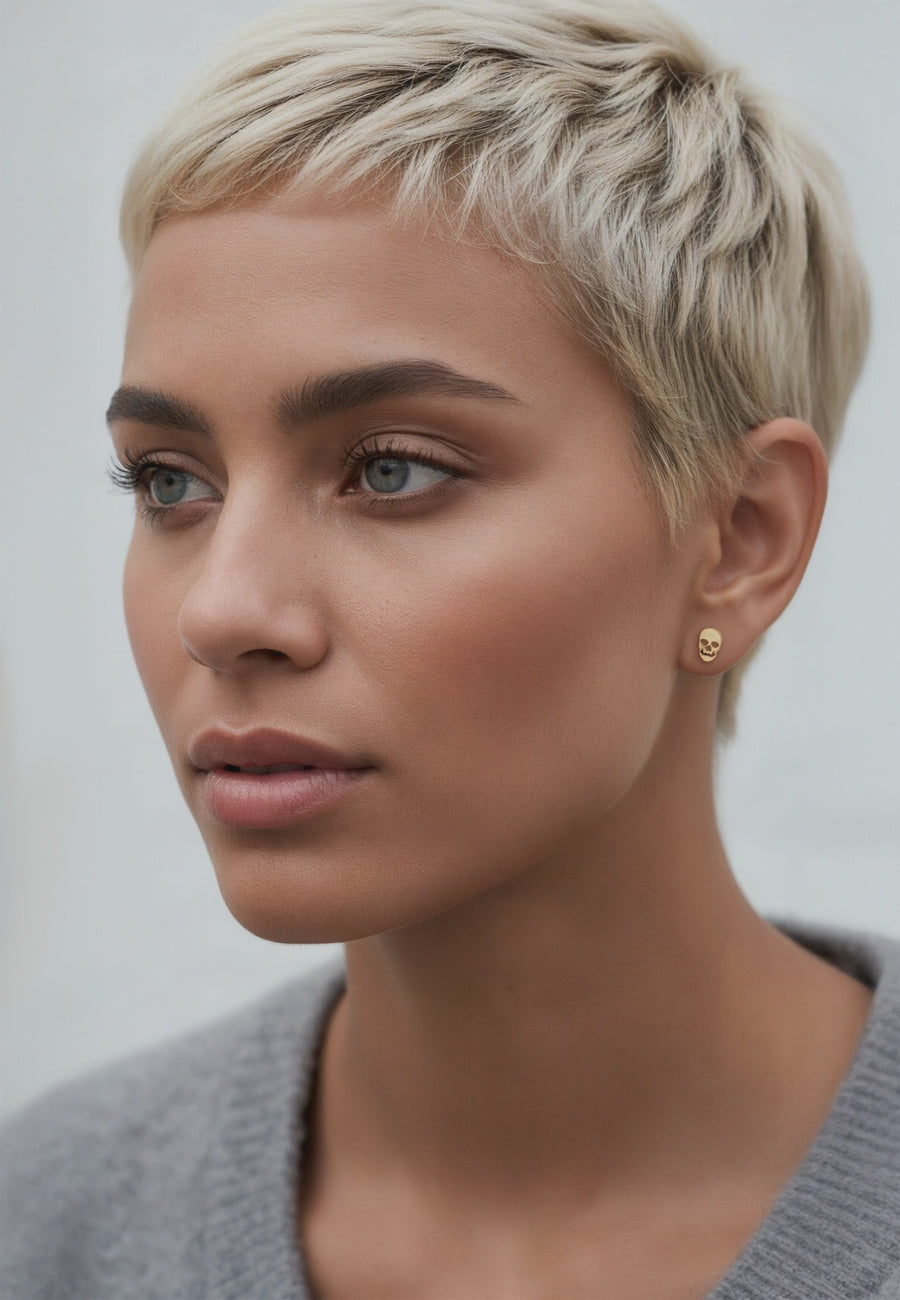 Totenkopf Ohrstecker in 925 Silber