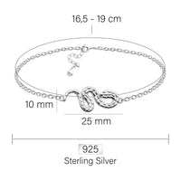 Maßenansicht von Schlangen Armband in 925 Silber von Sofia Milani - B0300