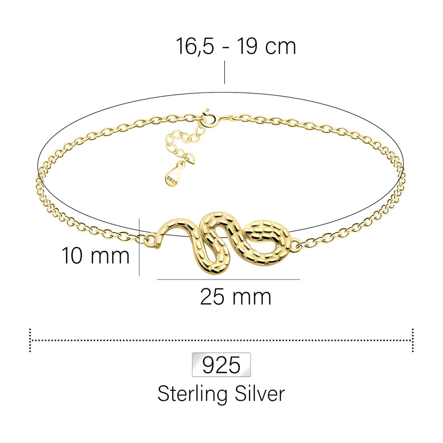 Maßenansicht von Schlangen Armband in 925 Silber von Sofia Milani - B0301