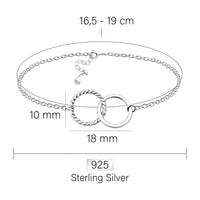 Maßenansicht von Kreis Armband in 925 Silber von Sofia Milani - B0310