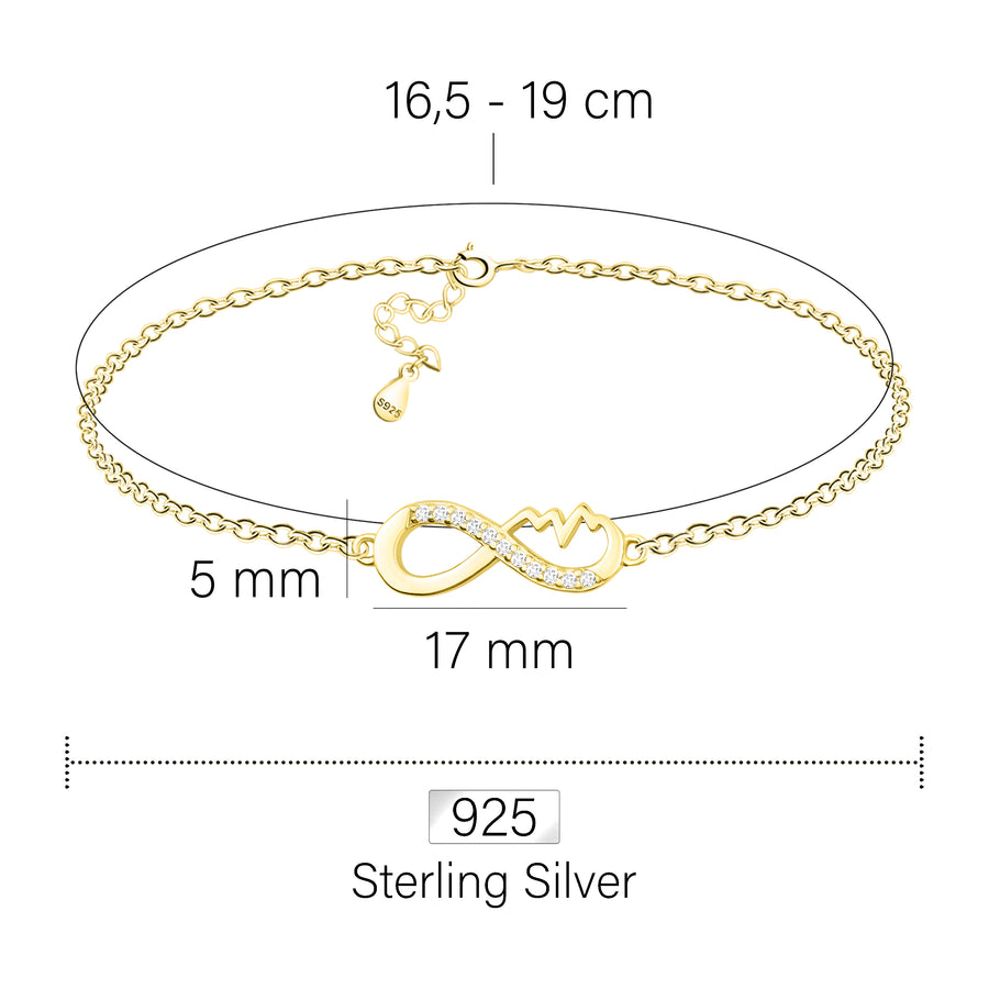 Maßenansicht von Unendlich Infinity Armband in 925 Silber von Sofia Milani - B0333