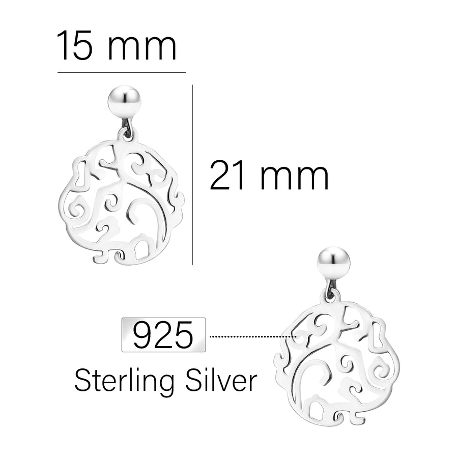 Ornament Ohrhänger in 925 Silber