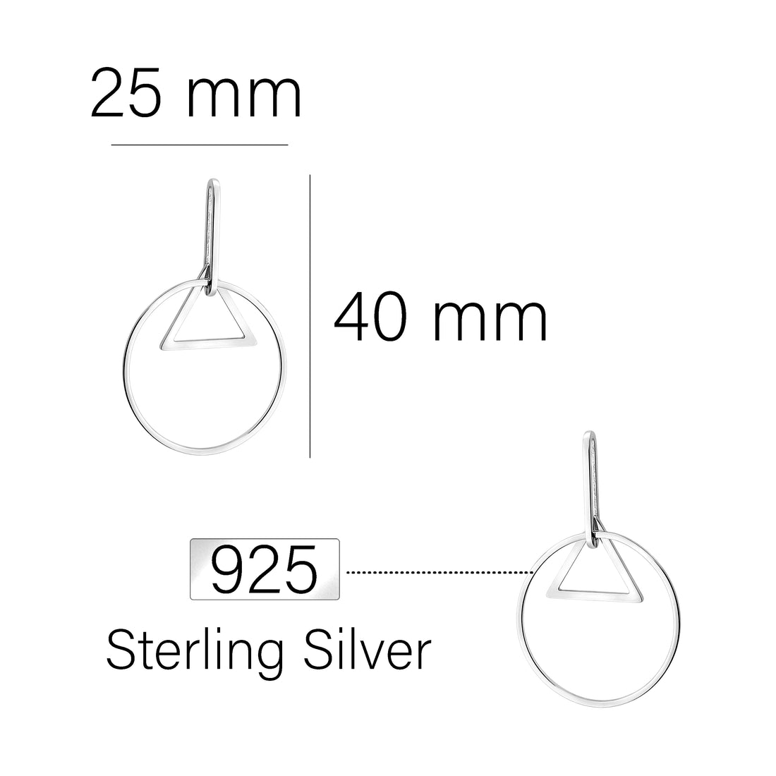Kreis Ohrhänger in 925 Silber