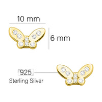 Maßenansicht von Schmetterling Ohrstecker in 925 Silber von Sofia Milani - E1567