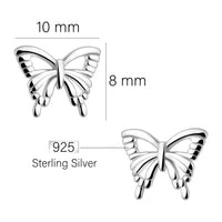 Maßenansicht von Schmetterling Ohrstecker in 925 Silber von Sofia Milani - E2194