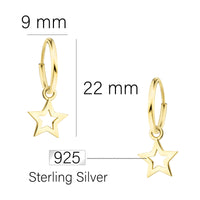 Maßenansicht von Stern Ohrhänger in 925 Silber von Sofia Milani - E2281