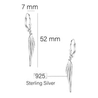 Maßenansicht von Engel Flügel Feder Ohrhänger in 925 Silber von Sofia Milani - E2338