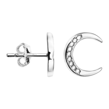 Mond Ohrstecker in 925 Silber