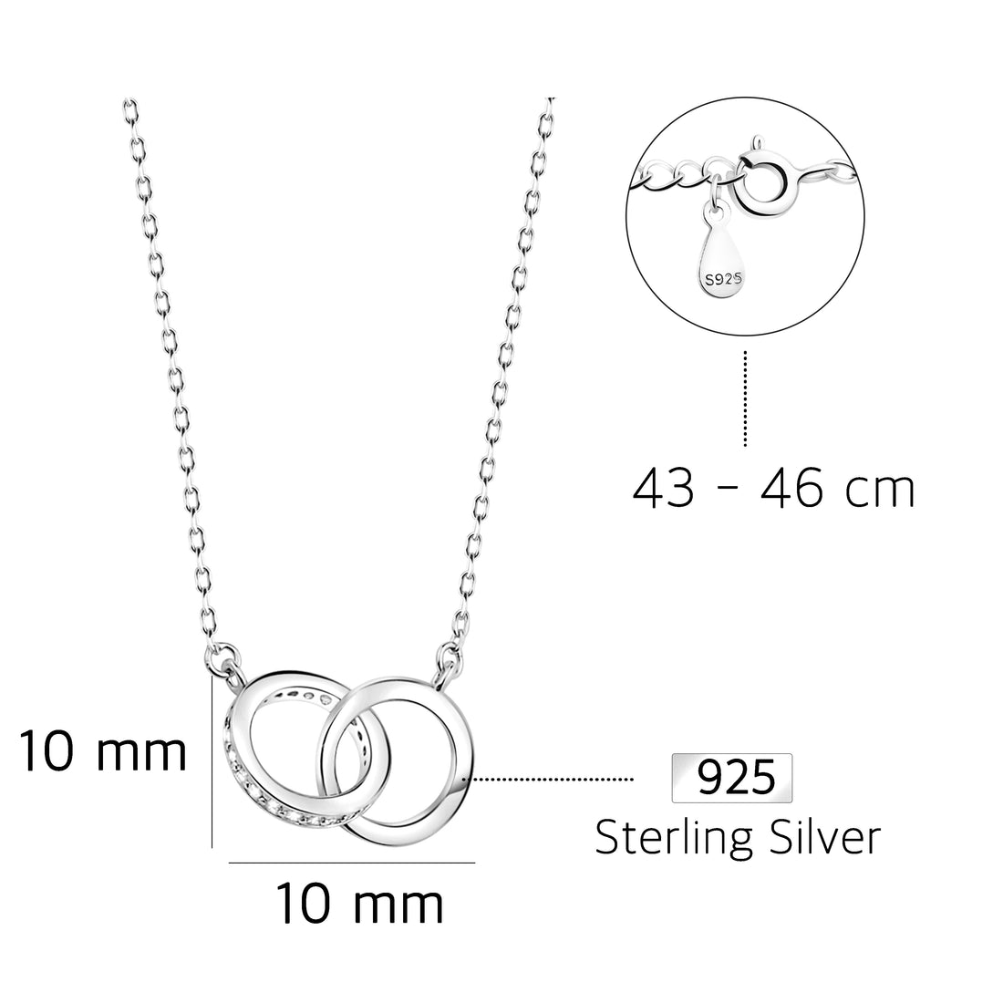 Kreis Halskette in 925 Silber