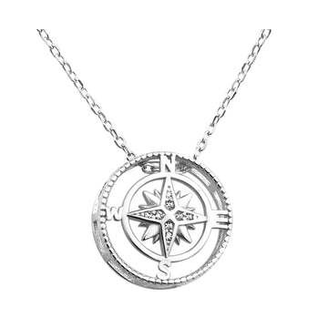 Kompass Halskette in 925 Silber