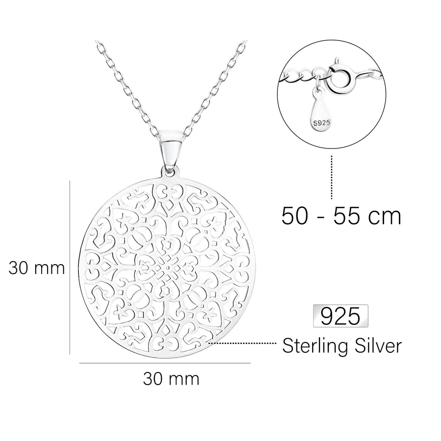 Ornament Halskette in 925 Silber