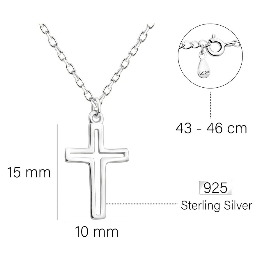 Maßenansicht von Kreuz Halskette in 925 Silber von Sofia Milani - N0550