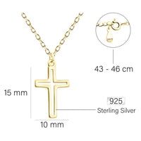 Maßenansicht von Kreuz Halskette in 925 Silber von Sofia Milani - N0551