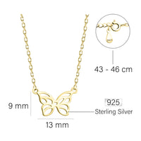 Maßenansicht von Schmetterling Halskette in 925 Silber von Sofia Milani - N0573