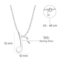 Maßenansicht von Viertel Musik Note Halskette in 925 Silber von Sofia Milani - N0588