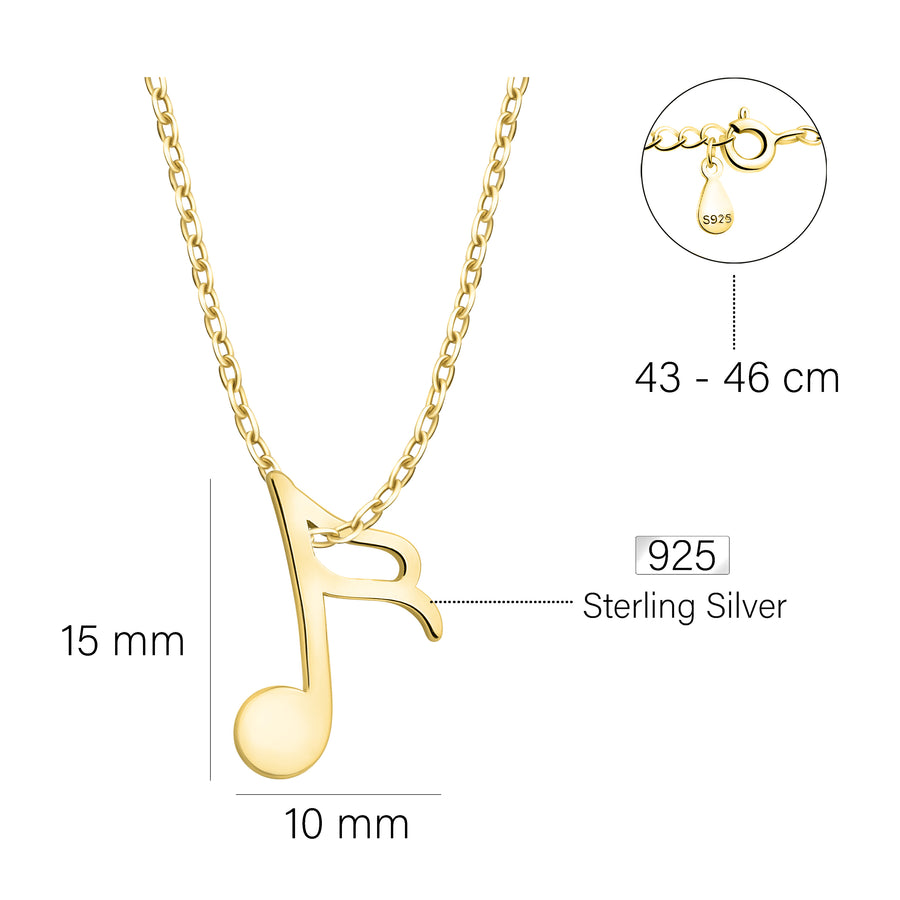 Maßenansicht von Viertel Musik Note Halskette in 925 Silber von Sofia Milani - N0589