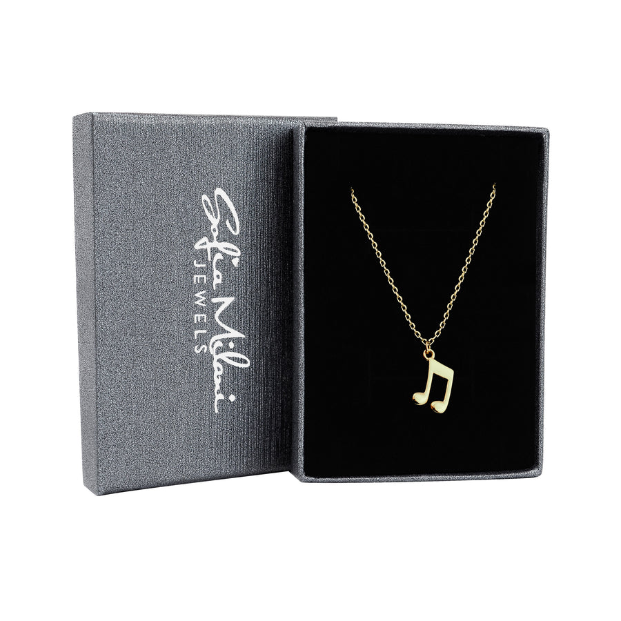 Boxansicht von Achtel Musik Note Halskette in 925 Silber von Sofia Milani - N0629