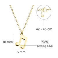 Maßenansicht von Achtel Musik Note Halskette in 925 Silber von Sofia Milani - N0629