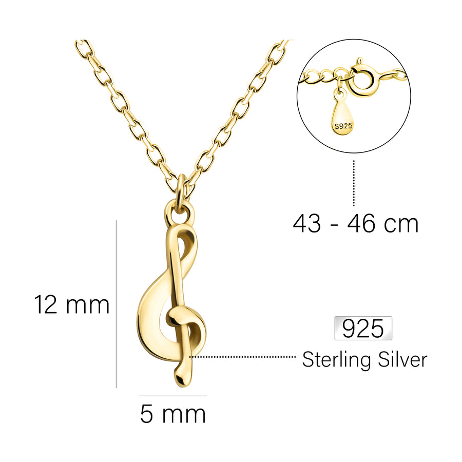 Maßenansicht von Violinschlüssel Halskette in 925 Silber von Sofia Milani - N0631
