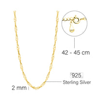 Maßenansicht von Singapur Kette Halskette in 925 Silber von Sofia Milani - N0633