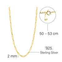 Maßenansicht von Singapur Kette Halskette in 925 Silber von Sofia Milani - N0637